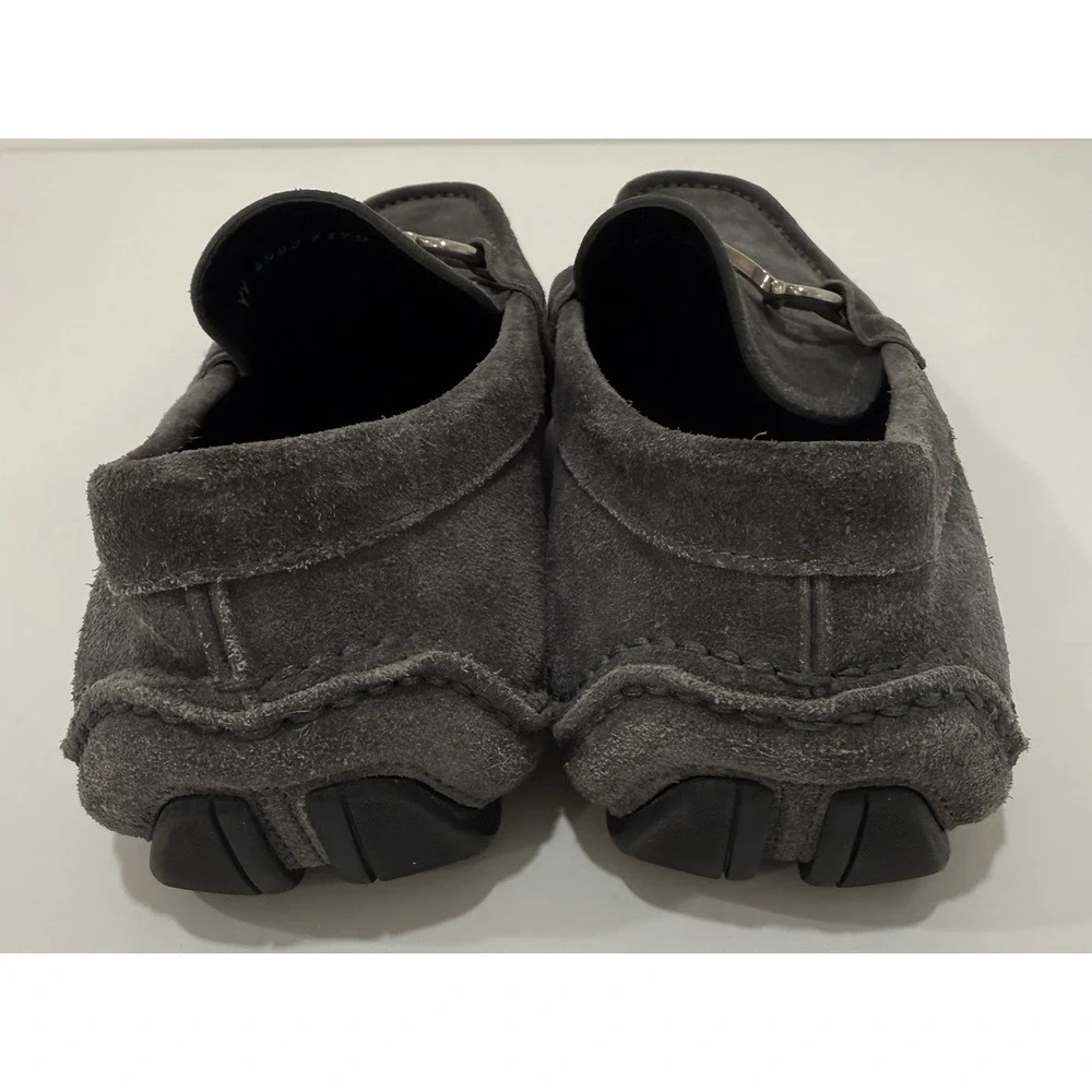 Salvatore Ferragamo Gancini Bit Grey Suede Driving loafers Mens US 9D‎